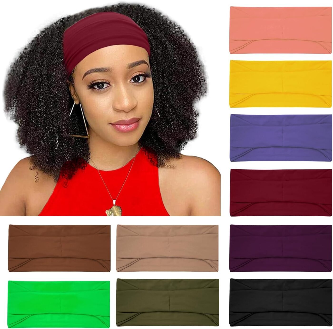 10 Pack Wide Headbands for Women, Workout Yoga Running Sports Headband Elastic Hair Bands, Boho Non Slip Sweat Head Bands Thick Head Wrap (Solid Headbands) 1 10 Pack Wide Headbands for Women, Workout Yoga Running Sports Headband Elastic Hair Bands, Boho Non Slip Sweat Head Bands Thick Head Wrap (Solid Headbands)