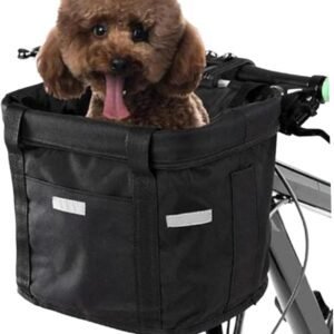 Bike Basket, 10kg Storng Bearing Foldable Bike Front Basket, Removable Dog Carrier for Handlebar, Machine Washable