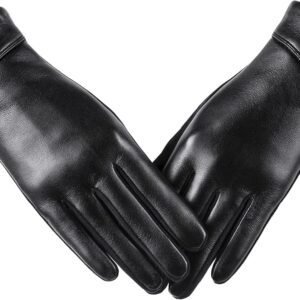 Womens Winter Leather Gloves Touch Screen Wool Lined Windproof Warm Suede Fashion Dress Gloves