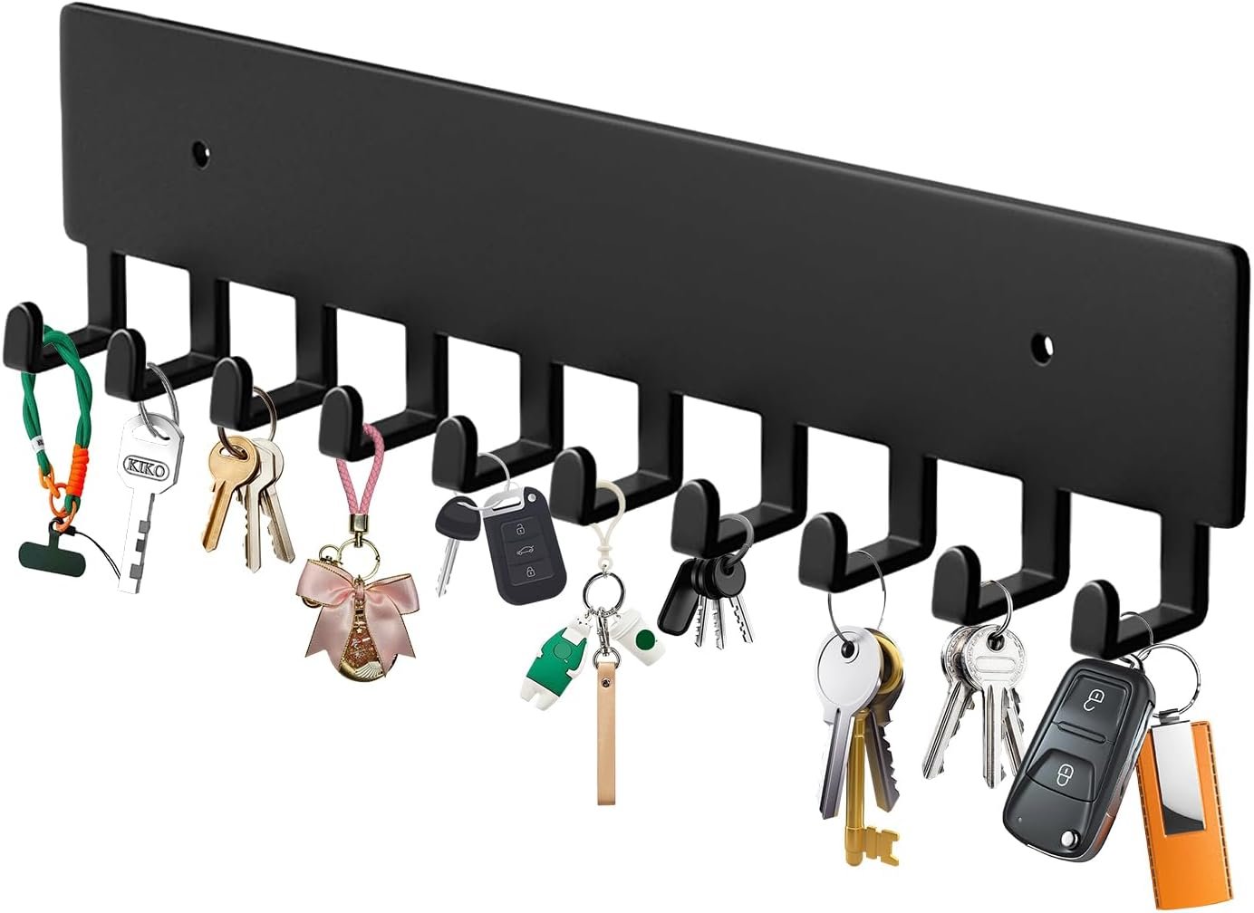 Wall Mount Key Holder with 10 Hooks – Key Rack for Entryway, Hallway, Office, Kitchen – Screw Mounted, Durable Key Organizer 1 Wall Mount Key Holder with 10 Hooks – Key Rack for Entryway, Hallway, Office, Kitchen – Screw Mounted, Durable Key Organizer
