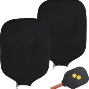 2pcs Racquet Cover for Pickleball, 8.6 x 12.2 Inch Neoprene Paddle Cover for Pickleball Racket Sleeve Storage Bag Compatible for Most USAPA Standard and Elongated Pickball Paddles