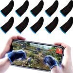 PUBG Mobile Finger Sleeves for Mobile Gaming | Pack of 10 | Thumb Sleeves for Mobile Gaming | PUBG COD Fortnite | Anti Sweat Anti Dryness Breathable | Finger Gloves (Blue)