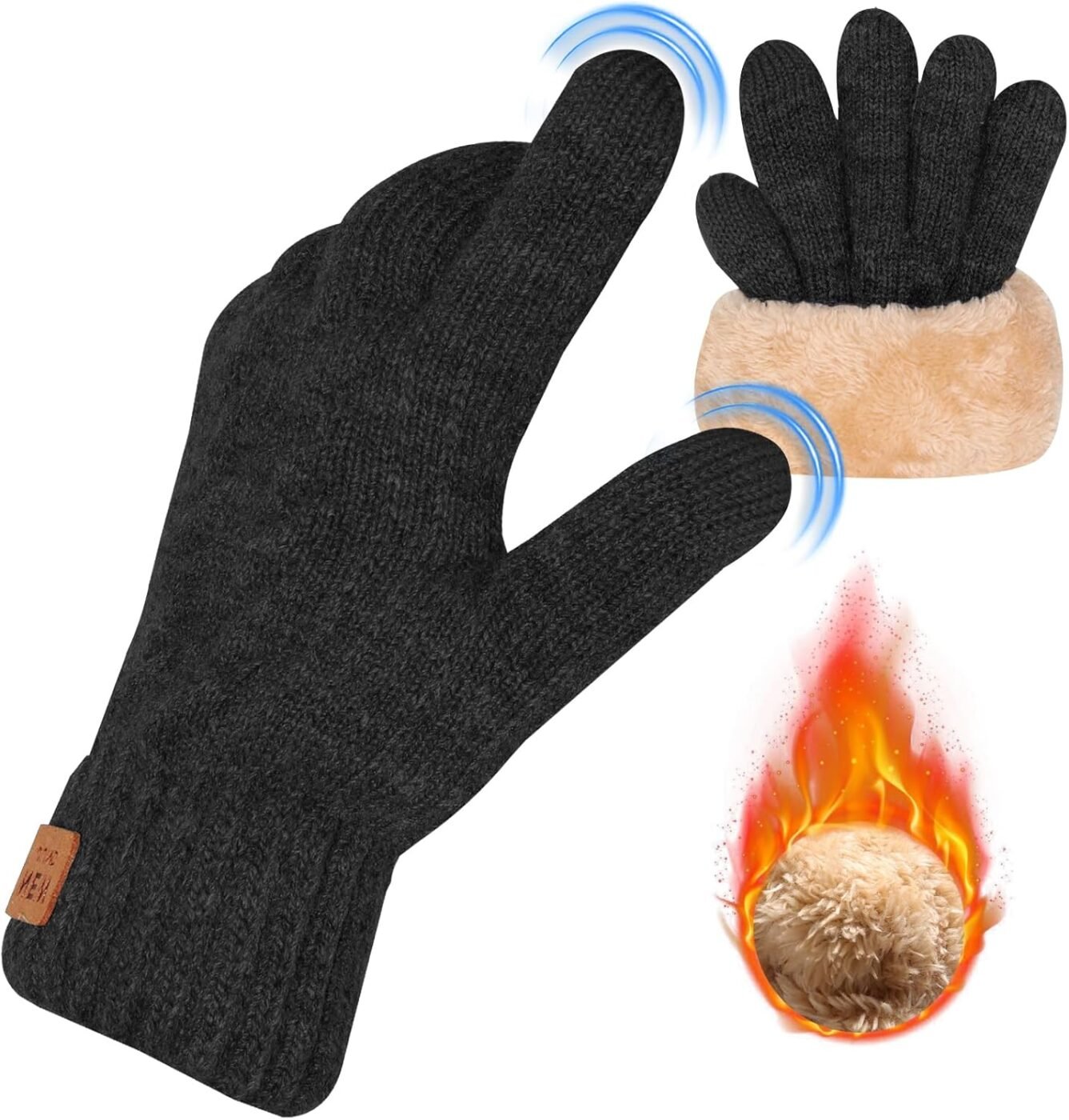 Winter Thermal Gloves Men Women, Thick Knited Touch Screen Gloves Warm Fleece Lined Gloves for Driving Running 1 Winter Thermal Gloves Men Women, Thick Knited Touch Screen Gloves Warm Fleece Lined Gloves for Driving Running