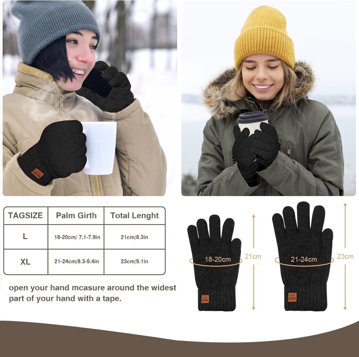 Winter Thermal Gloves Men Women, Thick Knited Touch Screen Gloves Warm Fleece Lined Gloves for Driving Running 5 Winter Thermal Gloves Men Women, Thick Knited Touch Screen Gloves Warm Fleece Lined Gloves for Driving Running - image 5