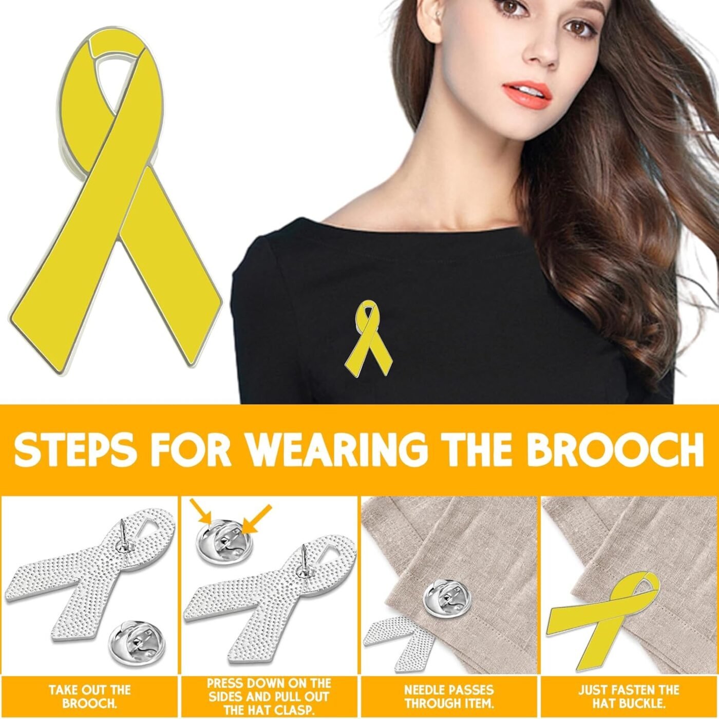 Yellow Ribbon Brooch Israel Hostage Women Men Bring Them Home Brooch Yellow Ribbon Breast Cancer Awareness Stand-Up Collar Brooch Support Campaign Charitable Donations Events Gift Items Accessories 2 pcs. 2 Yellow Ribbon Brooch Israel Hostage Women Men Bring Them Home Brooch Yellow Ribbon Breast Cancer Awareness Stand-Up Collar Brooch Support Campaign Charitable Donations Events Gift Items Accessories 2 pcs. - image 2