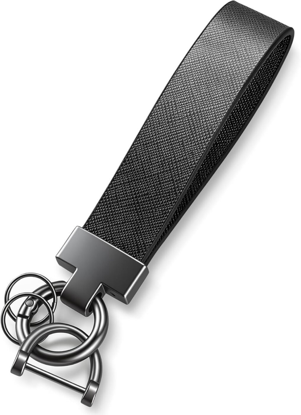 Leather Car Keychain, Universal Heavy Duty Metal Key Chain Holder with 2 Ring and Anti-Lost D-Ring, Accessories for Men Women (Black) Black - 1 Leather Car Keychain, Universal Heavy Duty Metal Key Chain Holder with 2 Ring and Anti-Lost D-Ring, Accessories for Men Women (Black) Black –