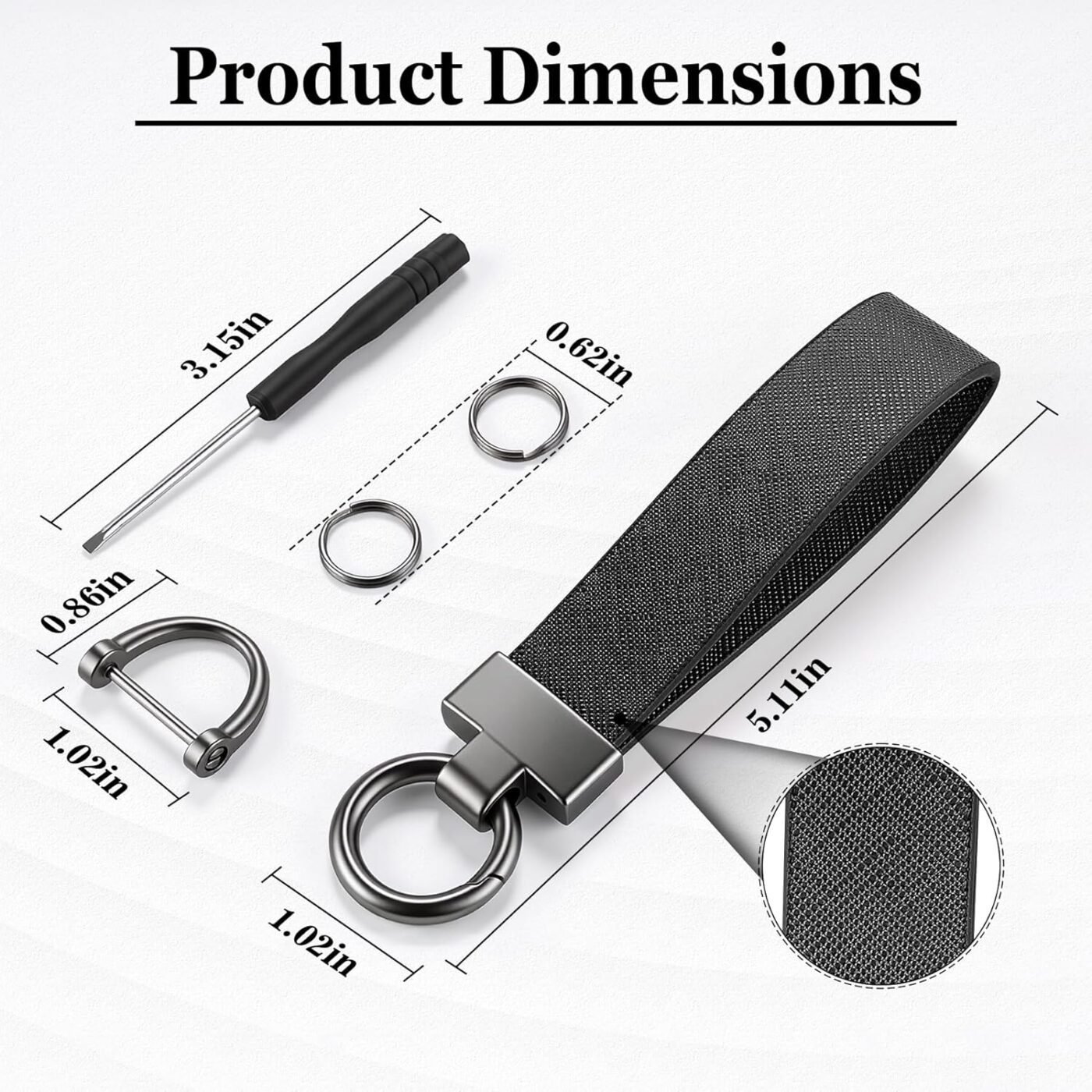Leather Car Keychain, Universal Heavy Duty Metal Key Chain Holder with 2 Ring and Anti-Lost D-Ring, Accessories for Men Women (Black) Black - 2 Leather Car Keychain, Universal Heavy Duty Metal Key Chain Holder with 2 Ring and Anti-Lost D-Ring, Accessories for Men Women (Black) Black – - image 2