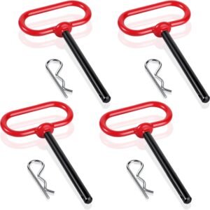 4 Pcs 3/8 x Inch Handle Hitch Pin for Tractor Trailer and Clip Tow Accessories Farm,Tractor,Turn Mower, Towing Cargo, Boat, RV, Car, Truck, Bike, ATV(Red) Red –
