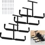 4 Pack Overhead Garage Storage Hooks, 16.5″ Heavy Duty Ceiling Mount Hangers, Double T-Bar Metal Ladder Racks, Hanging for Bike, Pipe Lumber, Fishing Rod, Sports Equipment