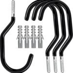 Heavy Duty Bike Hooks – 4-pack – Garage – Ceiling – Wall – Screw Mount – Bike Rack – Bicycle Storage and Hanging – Wall Mount – Black