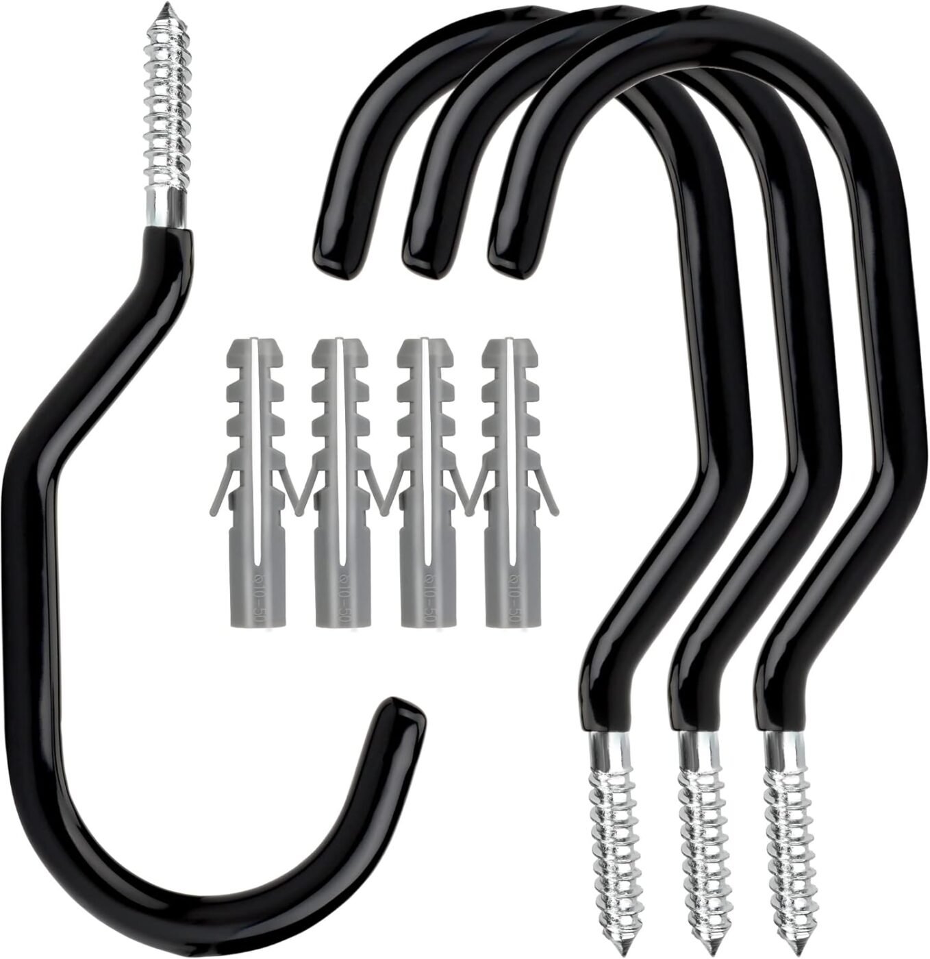 Heavy Duty Bike Hooks - 4-pack - Garage - Ceiling - Wall - Screw Mount - Bike Rack - Bicycle Storage and Hanging - Wall Mount - Black 1 Heavy Duty Bike Hooks – 4-pack – Garage – Ceiling – Wall – Screw Mount – Bike Rack – Bicycle Storage and Hanging – Wall Mount – Black