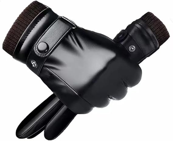 Black winter gloves made of genuine leather - warm and insulated gloves - adjustable size - compatible with touchscreen devices - non-slip palm - cashmere lining - windproof, rainproof and snowproof 1 Black winter gloves made of genuine leather – warm and insulated gloves – adjustable size – compatible with touchscreen devices – non-slip palm – cashmere lining – windproof, rainproof and snowproof