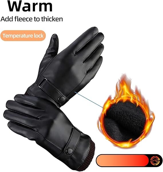 Black winter gloves made of genuine leather - warm and insulated gloves - adjustable size - compatible with touchscreen devices - non-slip palm - cashmere lining - windproof, rainproof and snowproof 4 Black winter gloves made of genuine leather – warm and insulated gloves – adjustable size – compatible with touchscreen devices – non-slip palm – cashmere lining – windproof, rainproof and snowproof - image 4