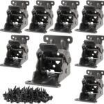 Table hinge – Folding hinge – 0-90 degree foldable – 8-pack – Lockable hinge – Lockable extension support bracket – with 64 screws, black