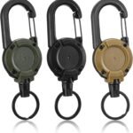 3 Pack Retractable Key Chain, Retractable Keychain Heavy Duty ID Badge Reel with Keys Ring, Keys Holder for Outdoor & Office Use
