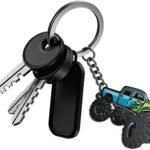 4 Wheeler Off-road Keychain, Cool Flame Pattern Decorative Ring, Anti-rust Lightweight Key Holder, for Men (Black)