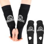 Arm Sleeves for Volleyball, 10.2″ Girls Volleyball Arm Sleeves with Soft Foam Arms Pads & Thumb Hole for Kids Youth Girls (Black, 1 Pair)