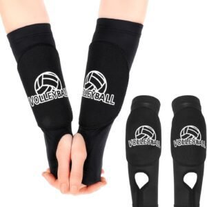 Arm Sleeves for Volleyball, 10.2″ Girls Volleyball Arm Sleeves with Soft Foam Arms Pads & Thumb Hole for Kids Youth Girls (Black, 1 Pair)