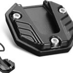 Motorcycle Kickstand Pad, Enlarged Non-slip Anti-sink Side Stand Foot Plate, Alloy Anti-rust Kickstand Extension, Parking Support Accessory for Motorcycles E-bikes (Black)