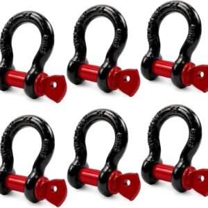 6 Pack 5/8″ D Ring Shackles for Rigging, 3.25 Ton /7165 Lbs Capacity Shackles with 3/4″ Pin for Tow Strap Winch Off Road Vehicle Recovery, Heavy Duty