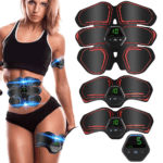 Muscle Toner Abdominal Toning Belt ABS Toner Body Muscle Trainer Wireless Portable Unisex Fitness Training Gear – Red