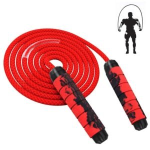 Weighted Jump Rope for Adult Fitness – Long for Cardio Exercise Workouts, Non-Slip Handles – Red