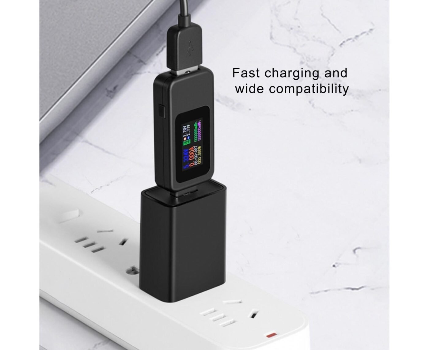 USB Tester LCD Digital Display Rapid Identification Plug And Play 160-Degree Wide Viewing Angle 65W/120W Charger Tester for Mobile Phone - Black 3 USB Tester LCD Digital Display Rapid Identification Plug And Play 160-Degree Wide Viewing Angle 65W/120W Charger Tester for Mobile Phone – Black - image 3
