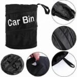 Black Portable Collapsible Car Bin | Trash Can| Bin| Car Bin | Car Accessories | Rubbish Bin | Car Gadgets | Storage Basket | Pop-up Leak Proof Trash