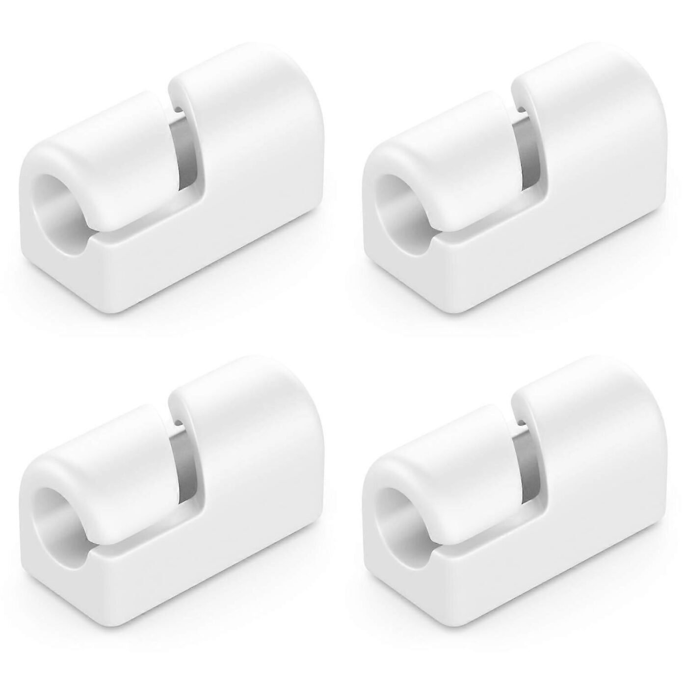 4-Pack White Cable Holders Self-Adhesive Clips for Wall Baseboard Cord Organizer 1 4-Pack White Cable Holders Self-Adhesive Clips for Wall Baseboard Cord Organizer