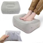 Inflatable Flocking Fabric Foot Rest, Airplane/Car/Office Use