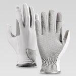 Equestrian Riding Gloves, Full-Palm Silicone Anti-Slip & Durable Touchscreen Model, Ice-Silk Cooling, Breathable, and UV-Protective, Suitable for Outdoor Sports, Driving, and Training—White-M