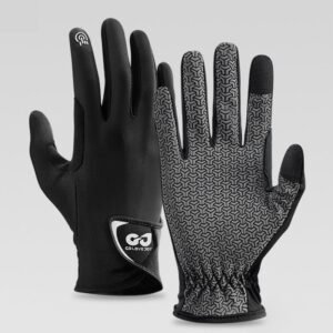 Equestrian Riding Gloves, Full-Palm Silicone Anti-Slip & Durable Touchscreen Model, Ice-Silk Cooling, Breathable, and UV-Protective, Suitable for Outdoor Sports, Driving, and Training—Black-L