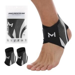2-Pack Adjustable Compression Ankle Braces, Lightweight and Twist-Resistant – Gray