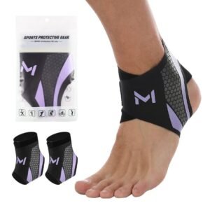 2-Pack Adjustable Compression Ankle Braces, Lightweight and Twist-Resistant – Purple