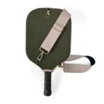Pickleball Paddle Cover, Breathable Perforated Racket Protector Case with Zipper Pocket & Adjustable Crossbody Strap – Green
