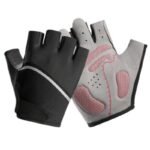 Black, Size M – One Pair – Breathable Mesh Half-Finger Sports Gloves, Non-Slip Silicone Shock-Absorbing Gloves for Cycling and Fitness