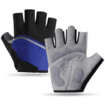 Blue, Size M – One Pair – Breathable Mesh Half-Finger Sports Gloves, Non-Slip Silicone Shock-Absorbing Gloves for Cycling and Fitness