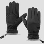 Winter Fleece-Lined Touchscreen Gloves, Windproof, Water-Resistant, Anti-Slip Thermal Gloves for Cycling and Driving, Unisex, One Pair—Black (One Size Fits All)