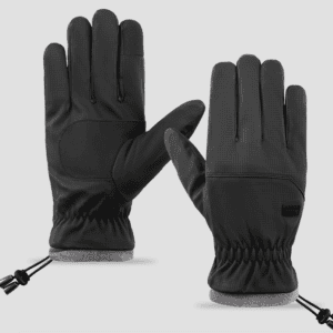 Winter Fleece-Lined Touchscreen Gloves, Windproof, Water-Resistant, Anti-Slip Thermal Gloves for Cycling and Driving, Unisex, One Pair—Black (One Size Fits All)