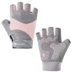Pink – Size L – Silicone Anti-Slip Half-Finger Workout Gloves, Breathable Shock-Absorbing Gym Gloves for Cycling, One Pair, Unisex