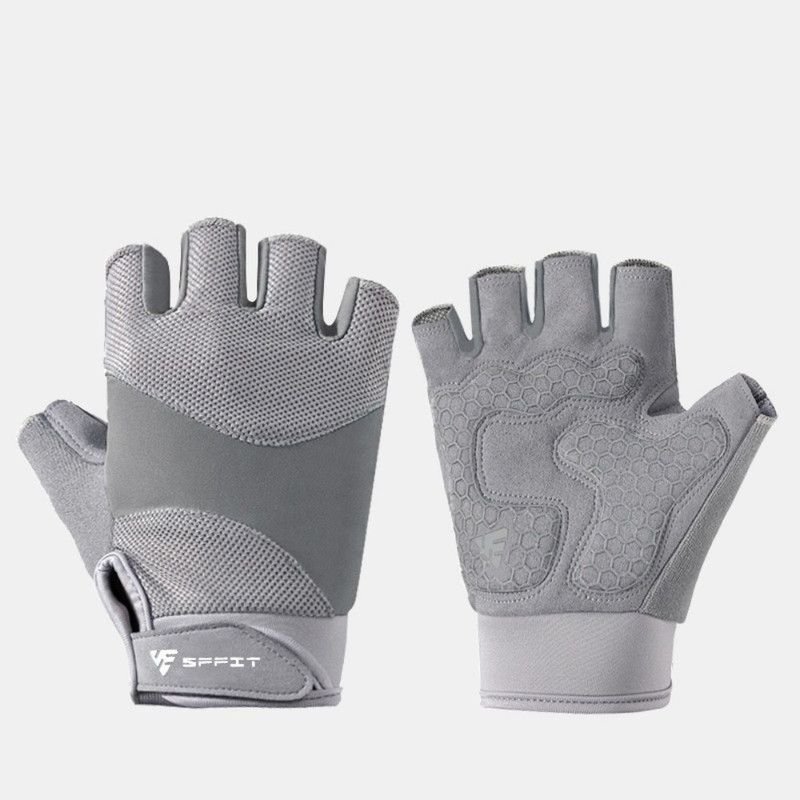 Gray - Size L - Silicone Anti-Slip Half-Finger Workout Gloves, Breathable Shock-Absorbing Gym Gloves for Cycling, One Pair, Unisex 1 Gray – Size L – Silicone Anti-Slip Half-Finger Workout Gloves, Breathable Shock-Absorbing Gym Gloves for Cycling, One Pair, Unisex