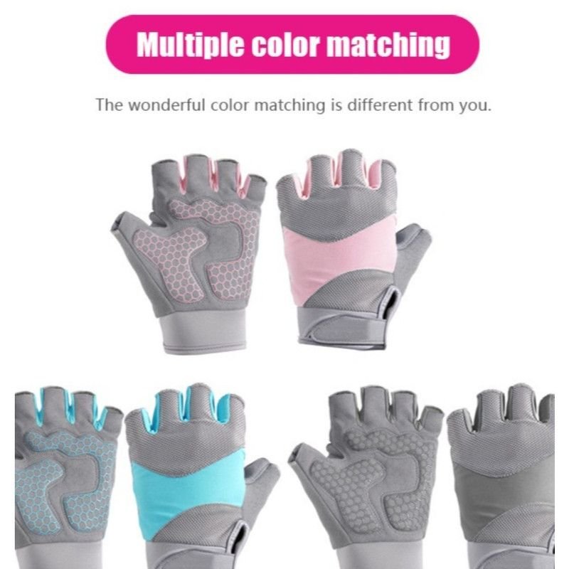 Gray - Size L - Silicone Anti-Slip Half-Finger Workout Gloves, Breathable Shock-Absorbing Gym Gloves for Cycling, One Pair, Unisex 3 Gray – Size L – Silicone Anti-Slip Half-Finger Workout Gloves, Breathable Shock-Absorbing Gym Gloves for Cycling, One Pair, Unisex - image 3