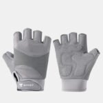 Gray – Size S – Silicone Anti-Slip Half-Finger Workout Gloves, Breathable Shock-Absorbing Gym Gloves for Cycling, One Pair, Unisex