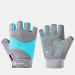 Blue – Size L – Silicone Anti-Slip Half-Finger Workout Gloves, Breathable Shock-Absorbing Gym Gloves for Cycling, One Pair, Unisex