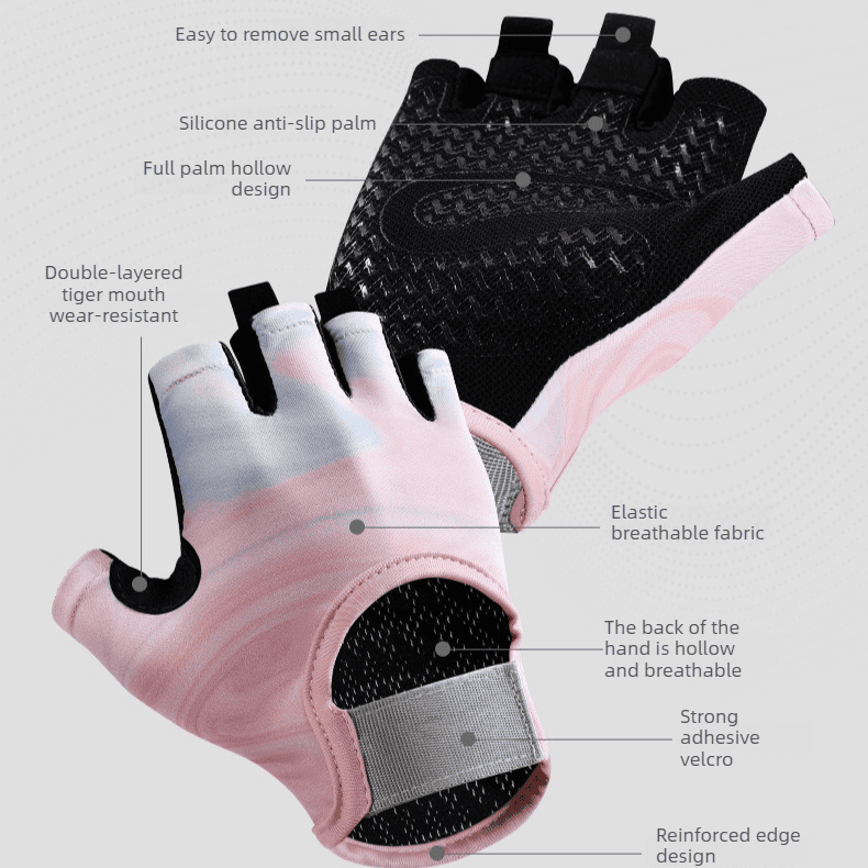 Pink - Size M - Women's Half-Finger Fitness Gloves, Silicone Anti-Slip Breathable Gloves for Yoga, Cycling, and Sports 3 Pink – Size M – Women’s Half-Finger Fitness Gloves, Silicone Anti-Slip Breathable Gloves for Yoga, Cycling, and Sports - image 3