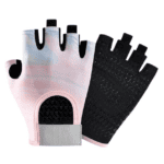 Blue-Pink Gradient – Size M – Women’s Gradient Print Half-Finger Fitness Gloves, Silicone Anti-Slip Breathable Gloves for Yoga and Cycling