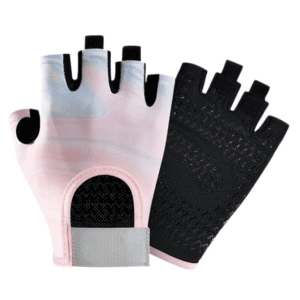 Blue-Pink Gradient – Size M – Women’s Gradient Print Half-Finger Fitness Gloves, Silicone Anti-Slip Breathable Gloves for Yoga and Cycling