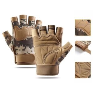 Size XL – Brown Camouflage – EVA Protective Tactical Gloves, 1 Pair, Anti-Slip Shock-Absorbing Sports Gloves for Cycling and Workouts