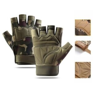 Size L – Green Camouflage – EVA Protective Tactical Gloves (1 Pair), Anti-Slip Shock-Absorbing Sports Gloves for Cycling Workouts