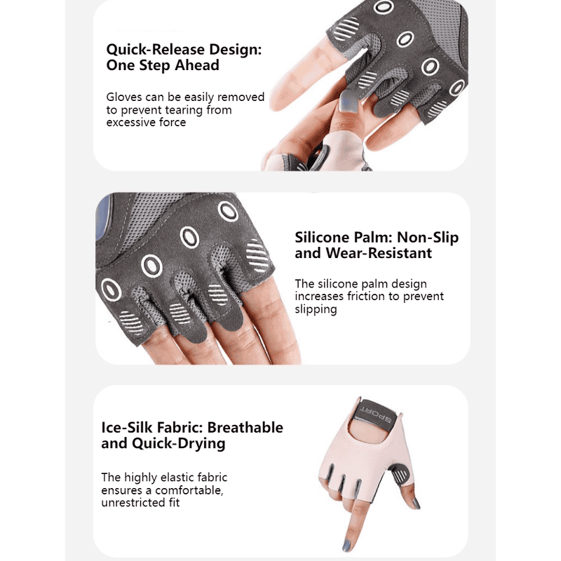 Black - Size S - Women's Ice Silk Half-Finger Fitness Gloves, Silicone Shock-Absorbing, Anti-Slip, Breathable Sports Gloves 2 Black – Size S – Women’s Ice Silk Half-Finger Fitness Gloves, Silicone Shock-Absorbing, Anti-Slip, Breathable Sports Gloves - image 2